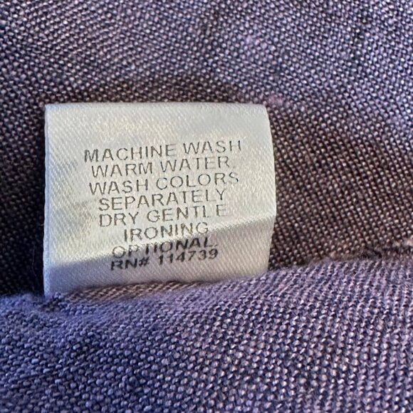 Flax Womens Eggplant 100% Linen Relaxed Scoop Neck Short Sleeve Tunic Dress M - Picture 8 of 10